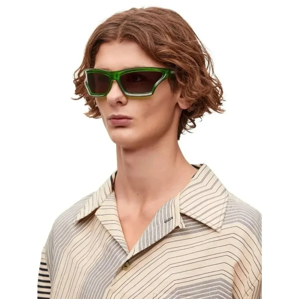Loewe x PAULA'S IBIZA Men Sunglasses Green Smoke Wraparound LW40143U 98A